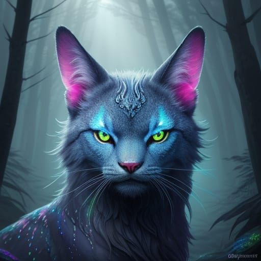 Iridescent Droofle in Misty Forest: Fantasy Digital Art