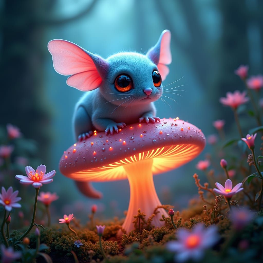 Crystal Sugar Glider in Mystical Forest, 8K