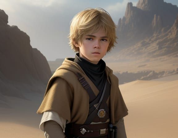 Young Boy With Lightsaber in Golden Hour Concept Art