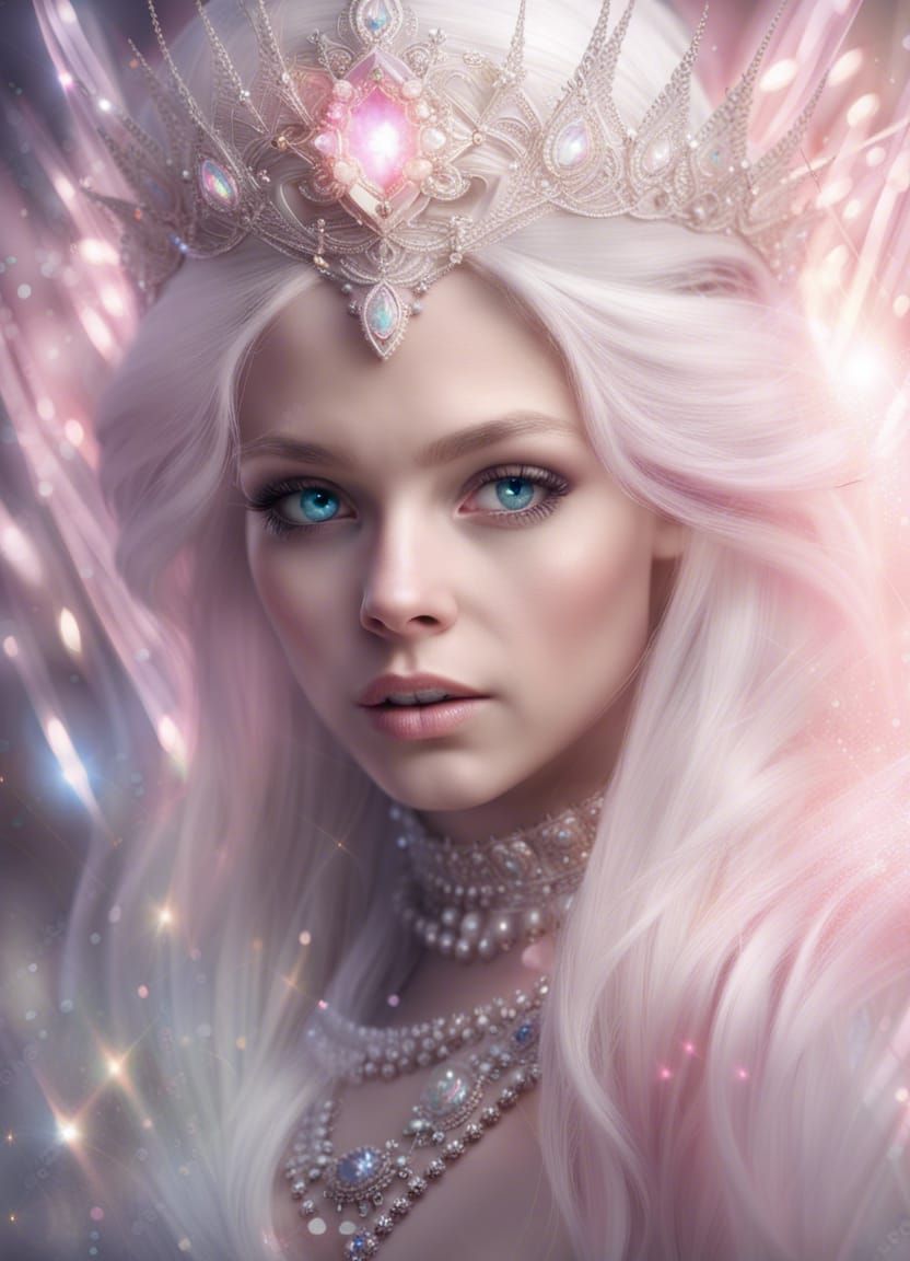 Ethereal Princess Portrait with Diamonds in Fantasy Art