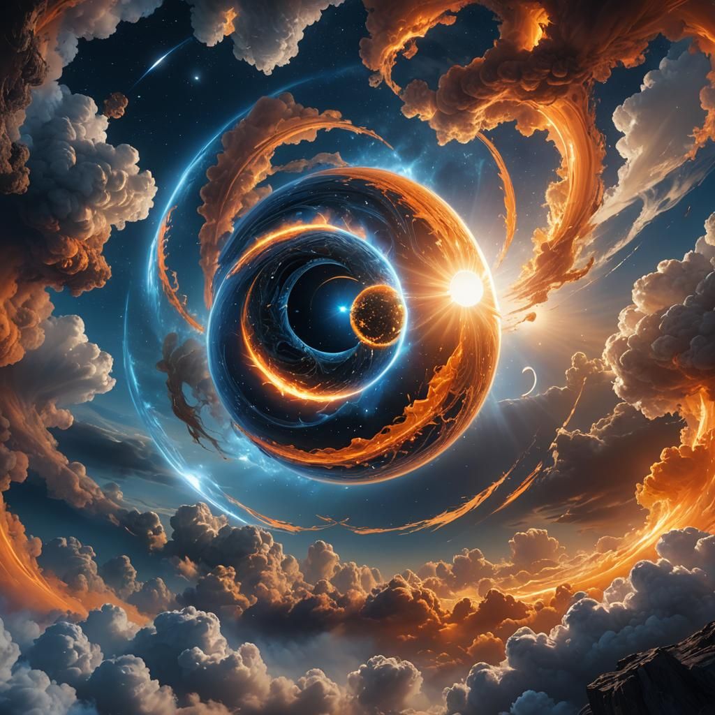 Merged Sun and Moon in Celestial Vortex