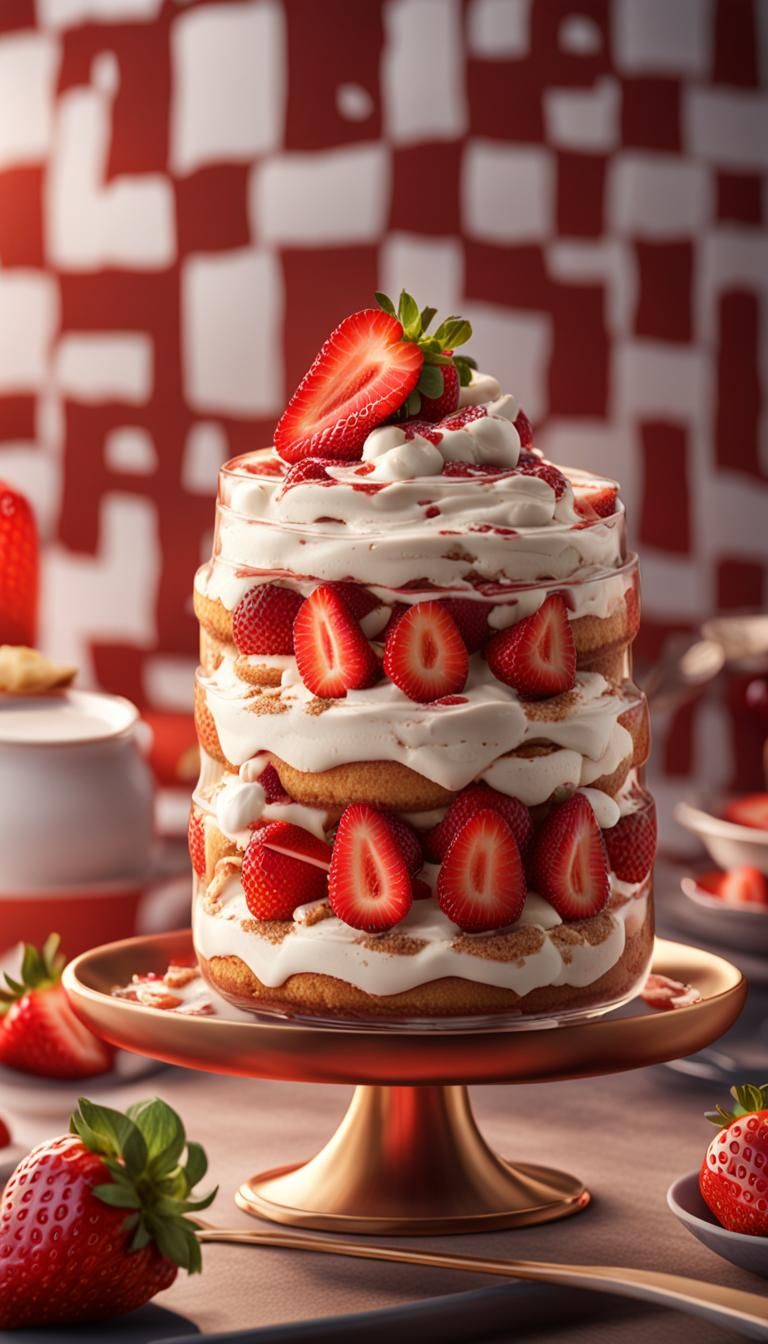 Strawberry Tiramisu Close Up: Detailed Food Photography