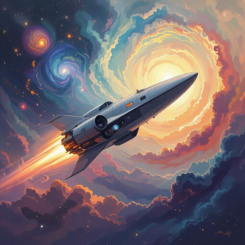 Spaceship at Universe's Edge, Waterhouse Style