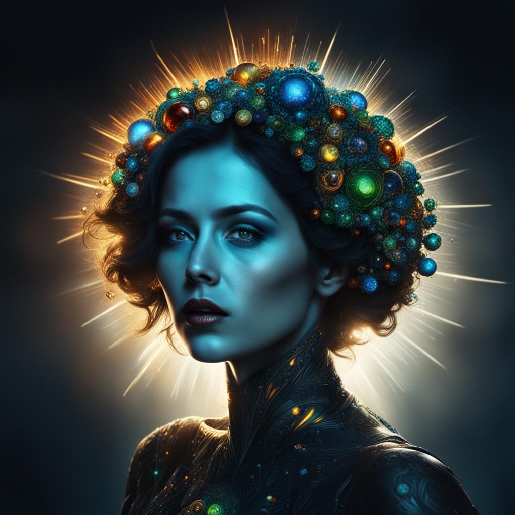 Biohazard Woman in Exploding Pop Art Style