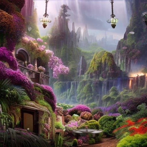 Epic Immersive Garden Digital Matte Painting