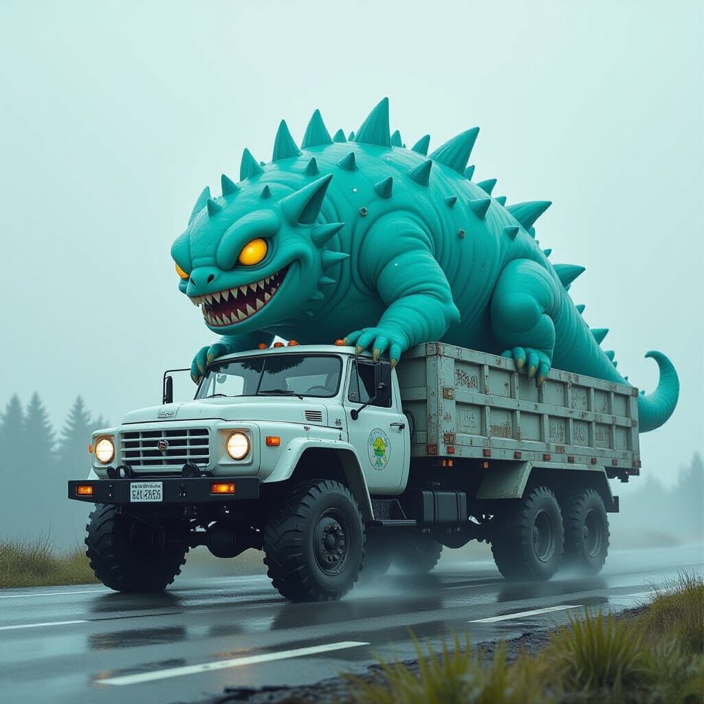 Monster on Alien Truck Inspired by Digital Art