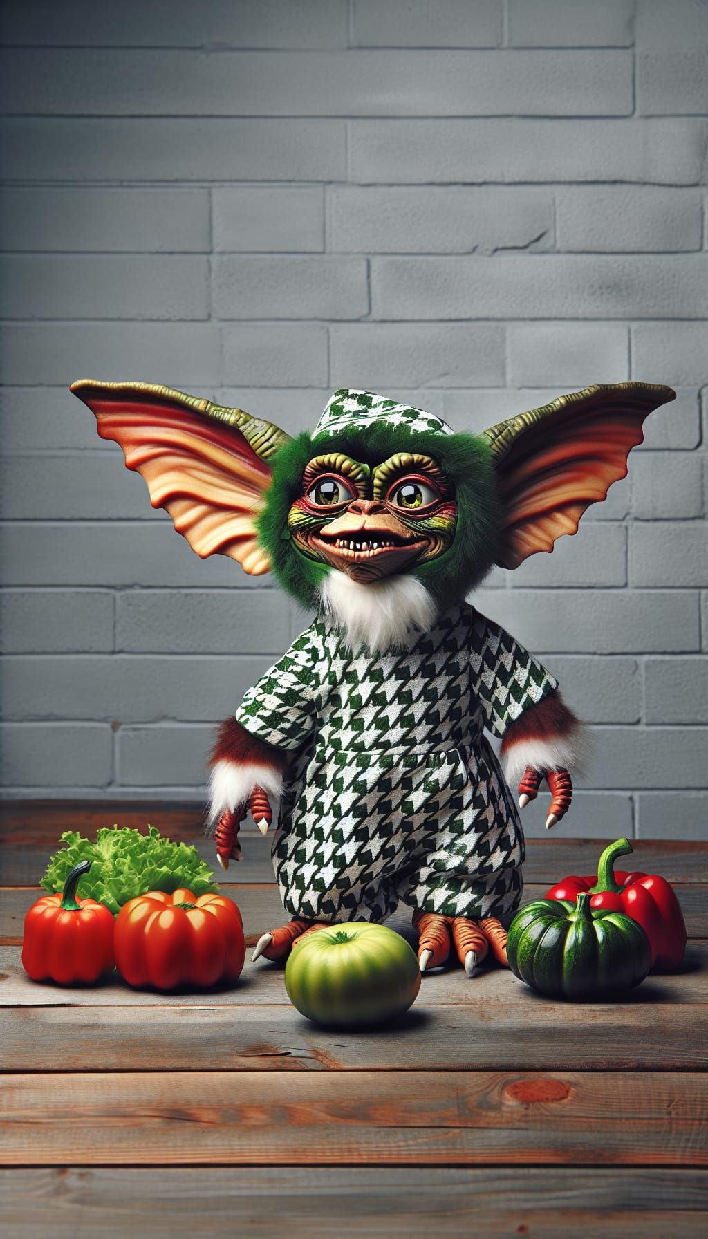 Houndstooth Gremlin at Vegetable Dress-Up Party