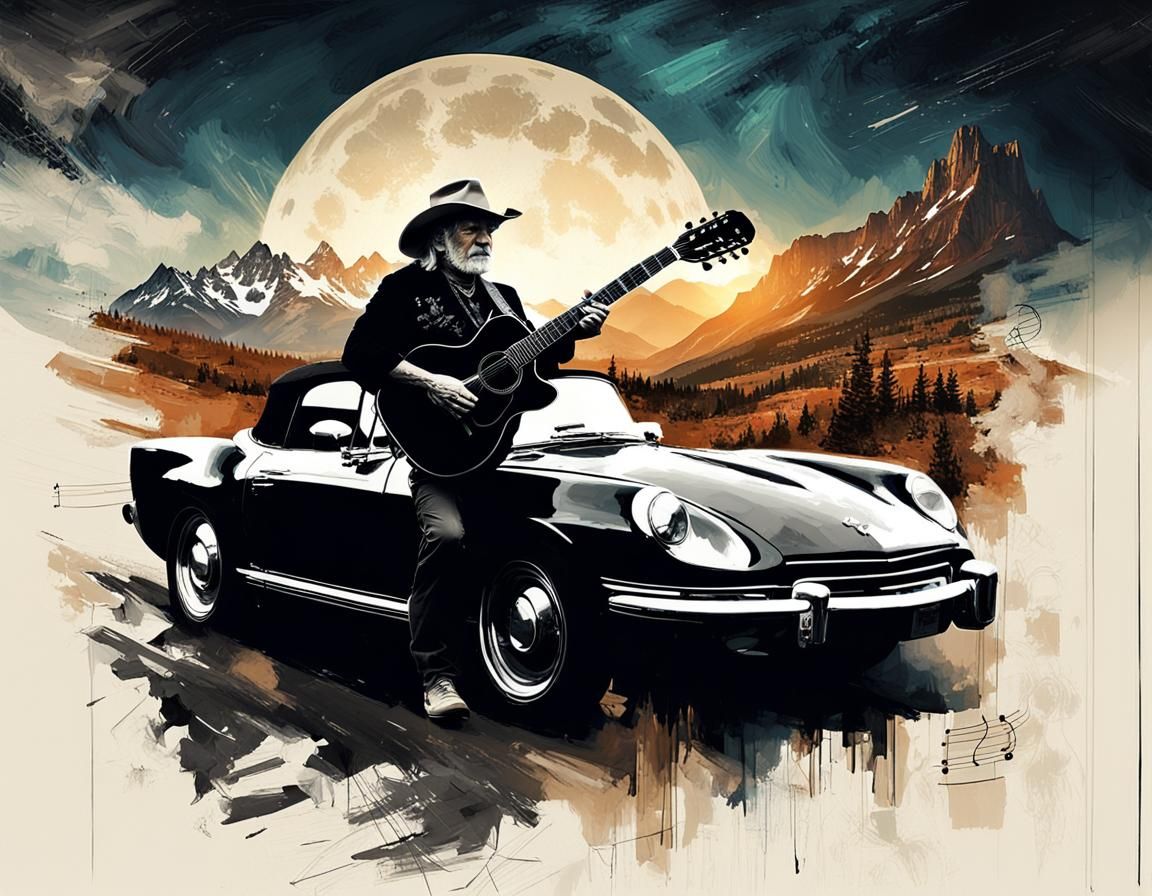 Willie Nelson on Mountain Roads in Double Exposure