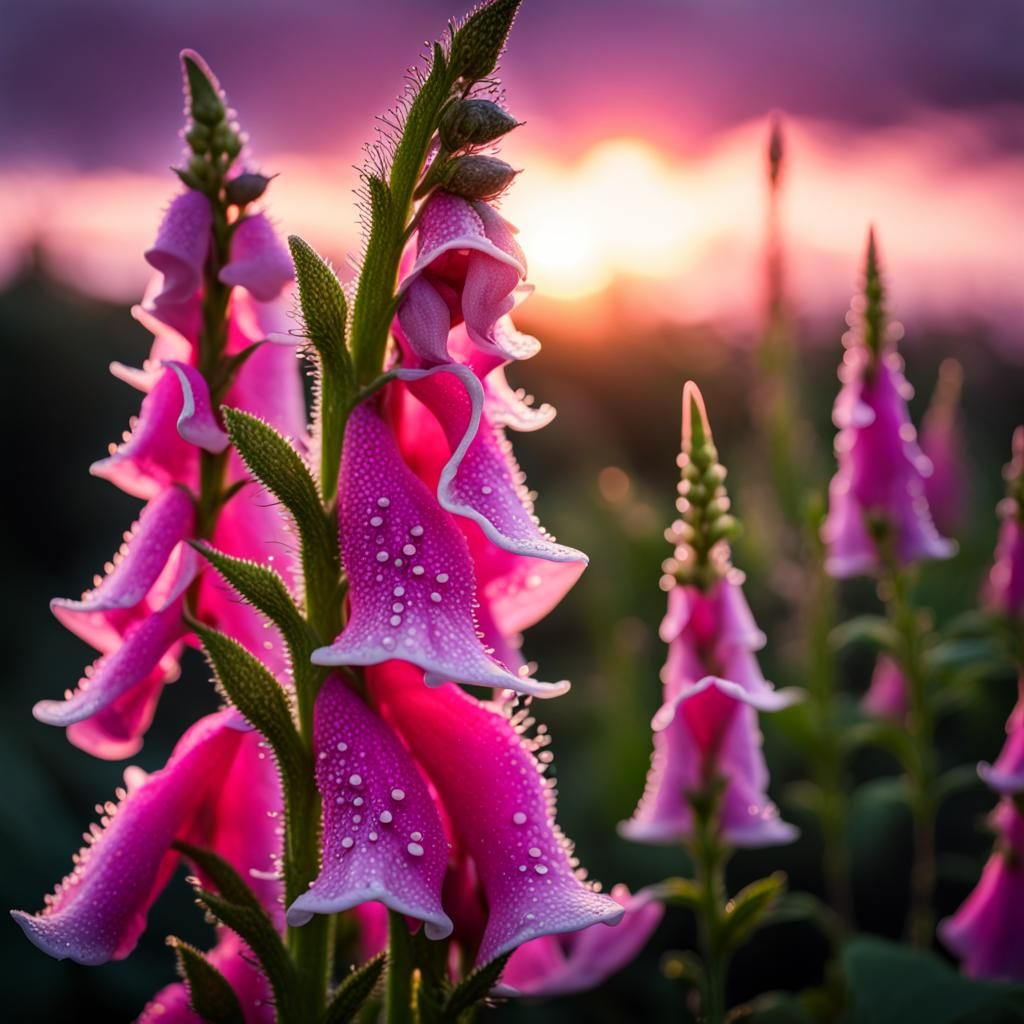 Vibrant Pink Foxglove in Hyperrealistic Detail