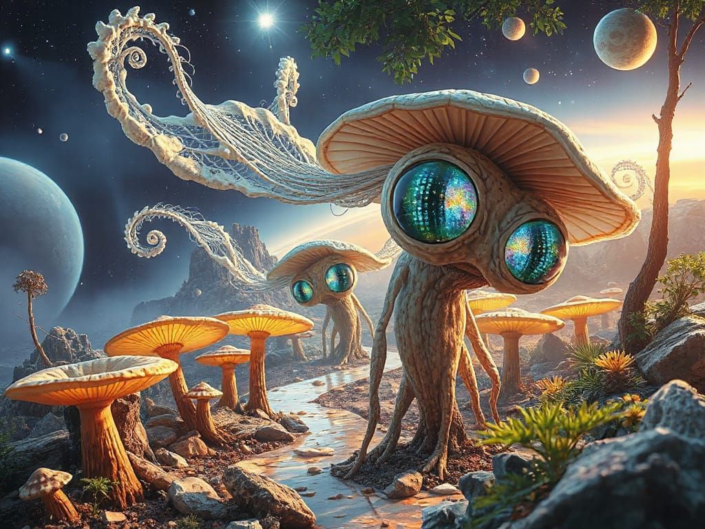 Surreal Asteroid DMT Ecosystem in Dreamlike Atmosphere