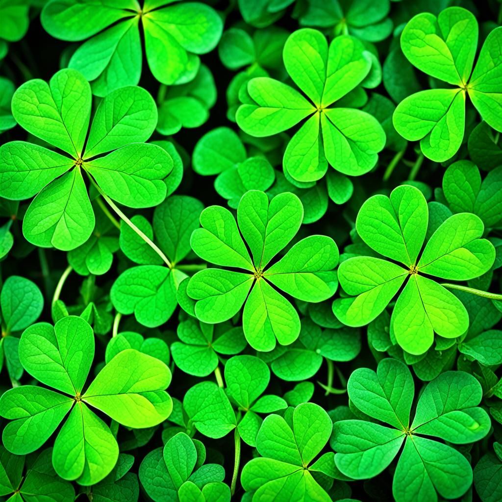Hyperrealistic Four Leaf Clovers in High Definition