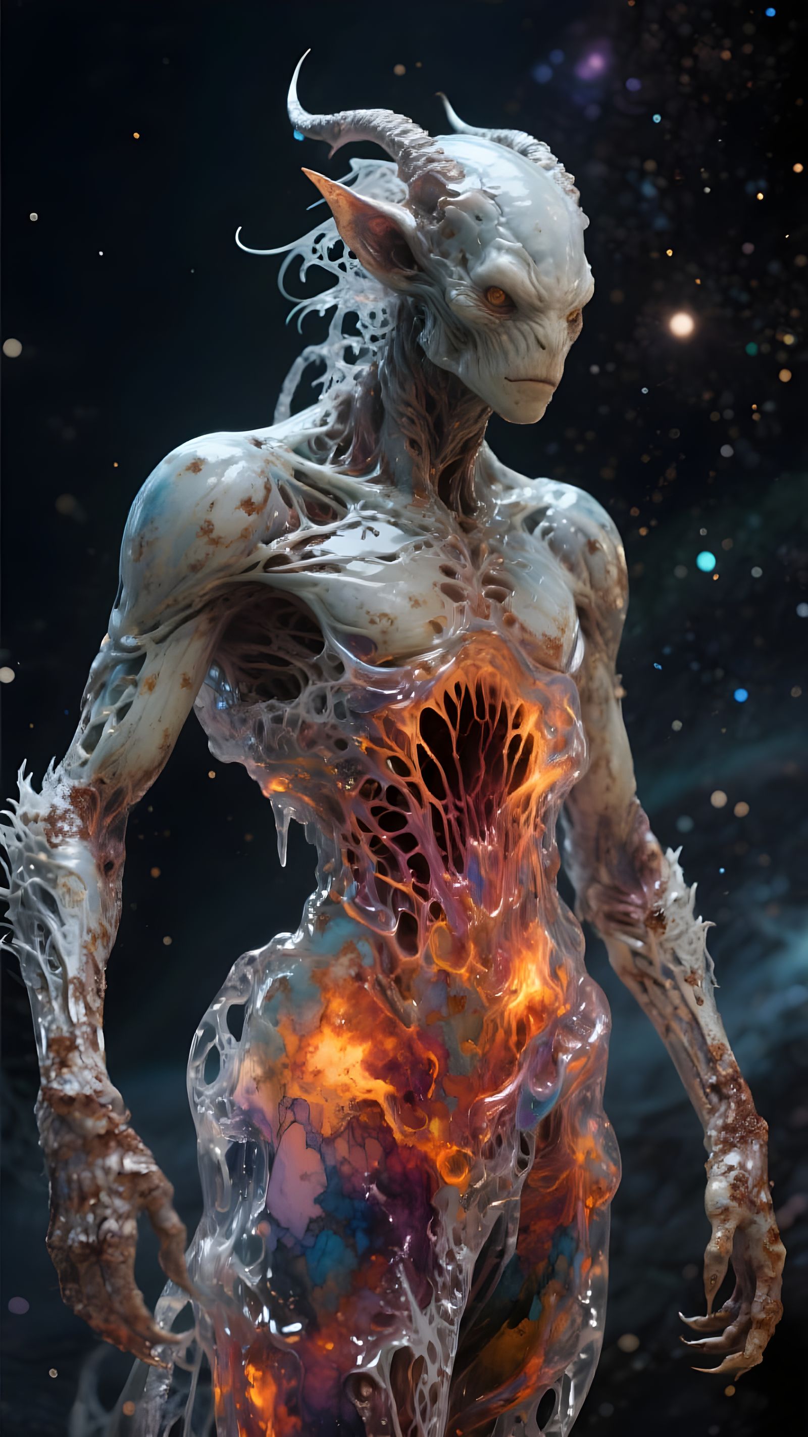 Mythical Humanoid Creature in Hyperrealistic Style