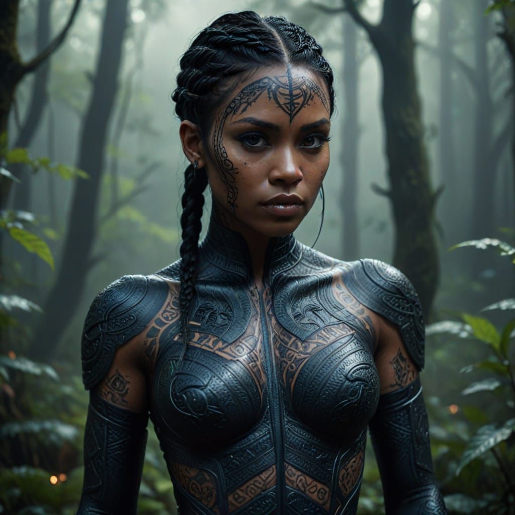 Dark Fantasy Goddess in Wet Black Latex Suit