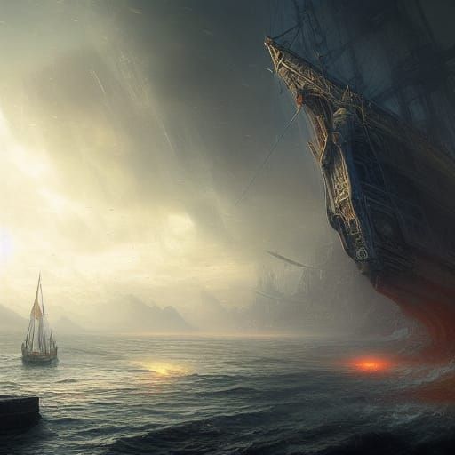 Epic Sunken Ship with Distinctive Lighting