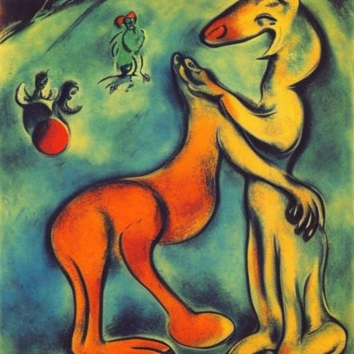 Kangaroo's Plea in Cubist Style