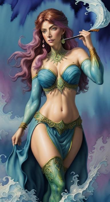 Kim Possible as Genie in Gouache Style