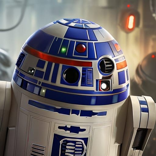 R2D2 Portrait in Japanese Calligraphy Style