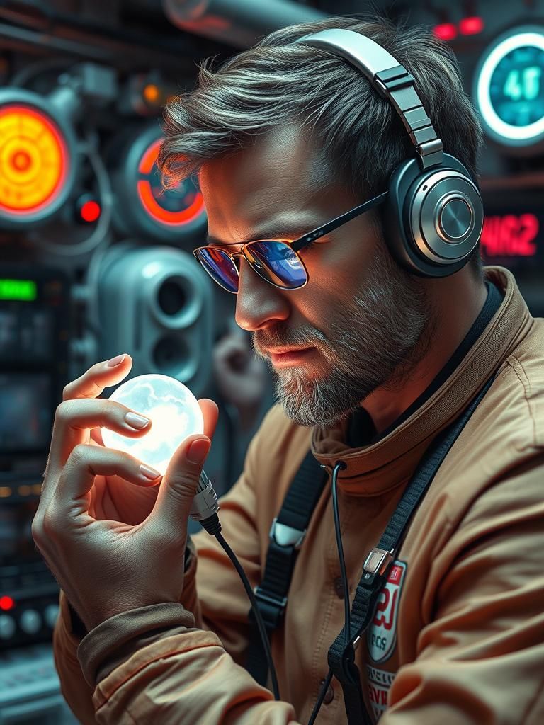 Sci-Fi Scene with Mintifulness-Generating Device