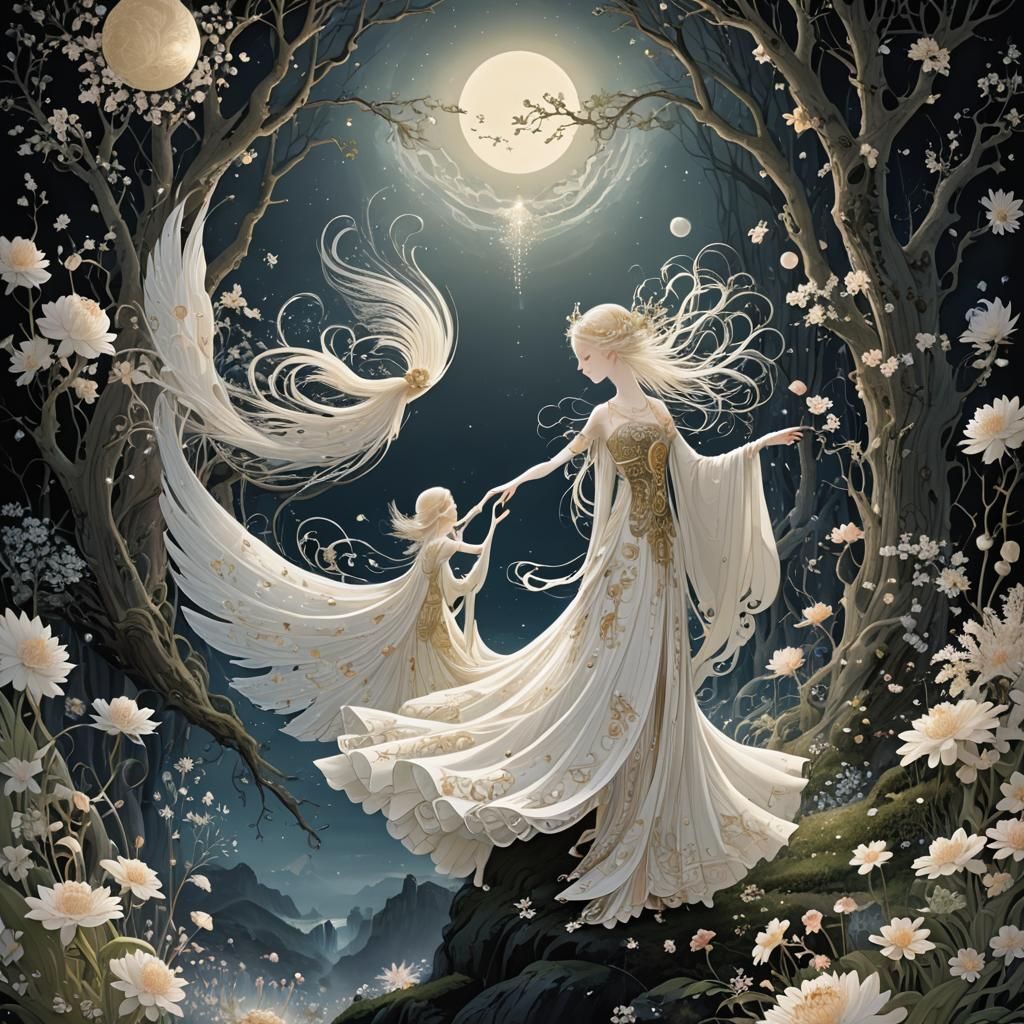 Magical Creatures Dance in Swirling Winds