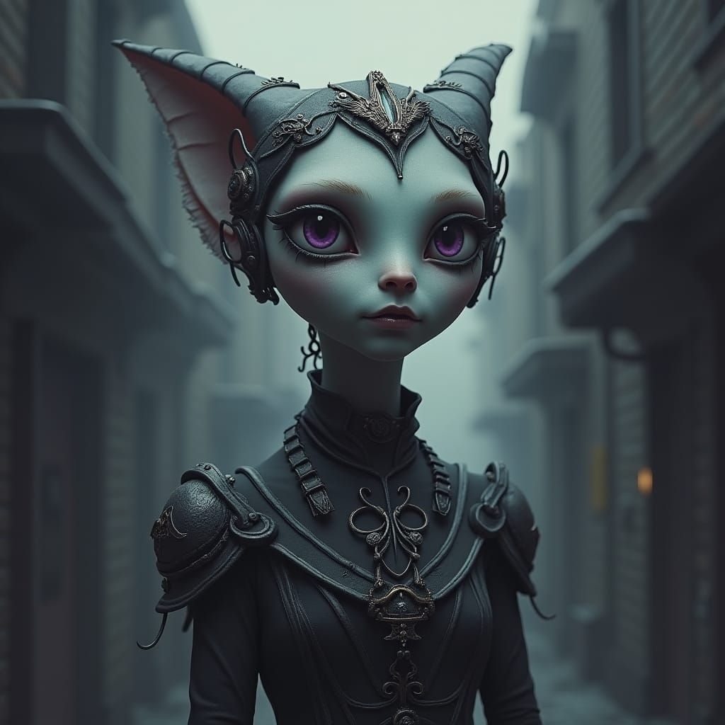 Fantasy Alien World with Steampunk Creature: 3D Digital Art