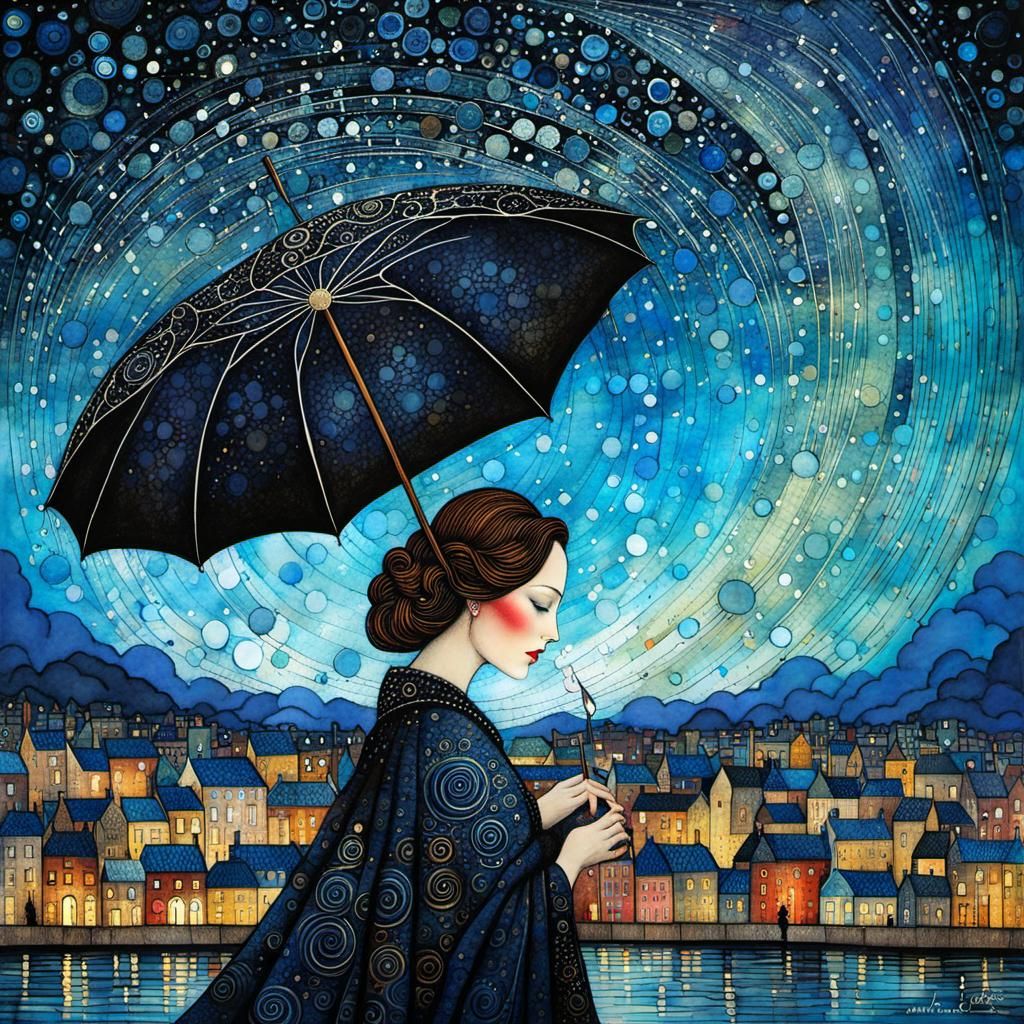 Violent Thunderstorm in Art Brut Style