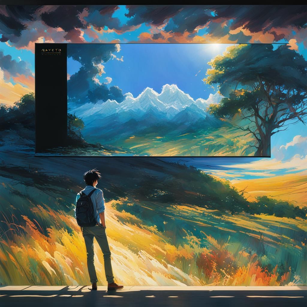 Smiling Young Man Portrait in Sunlight: Digital Art