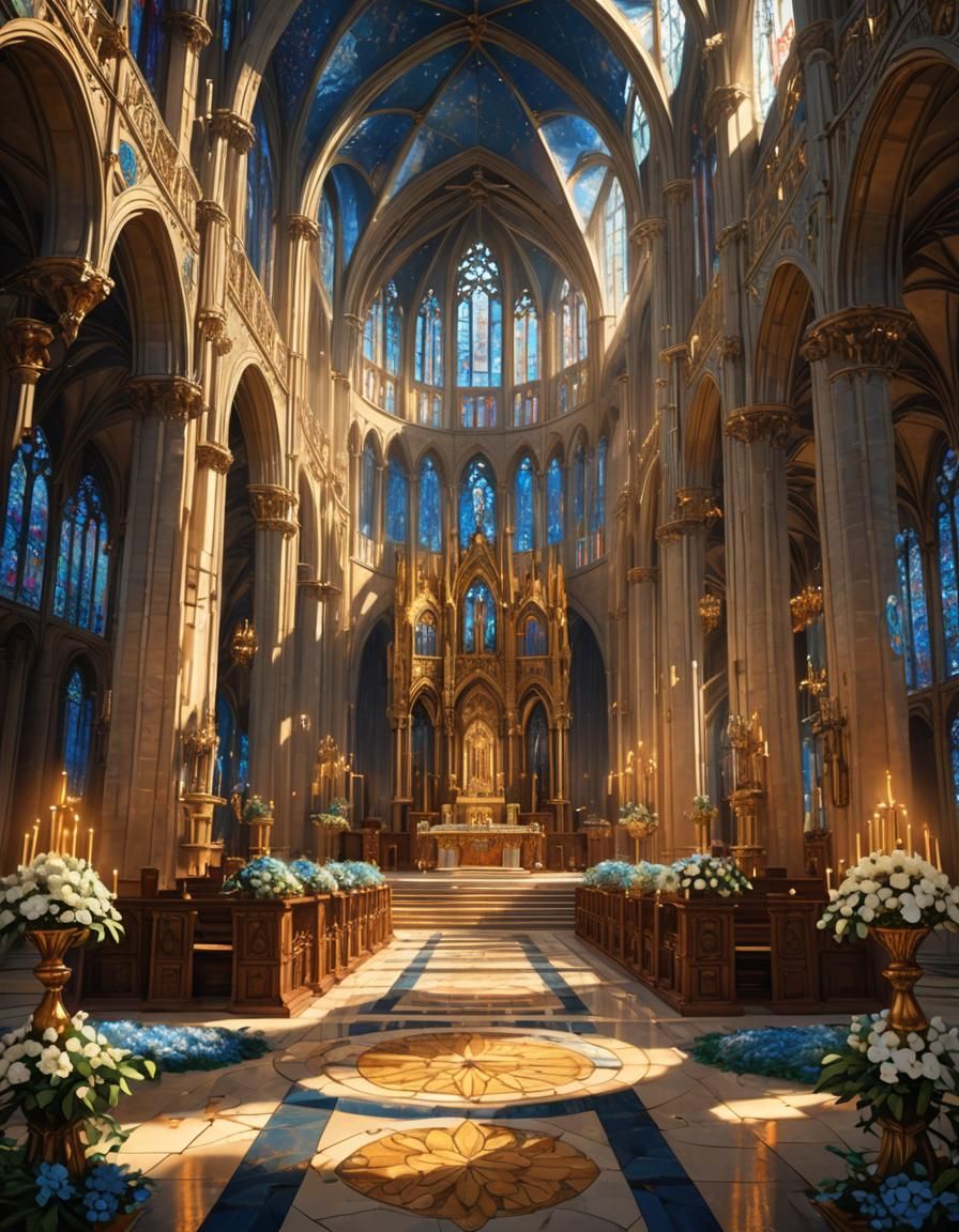Fantastical Cathedral Interior Concept Art in Unreal Engine