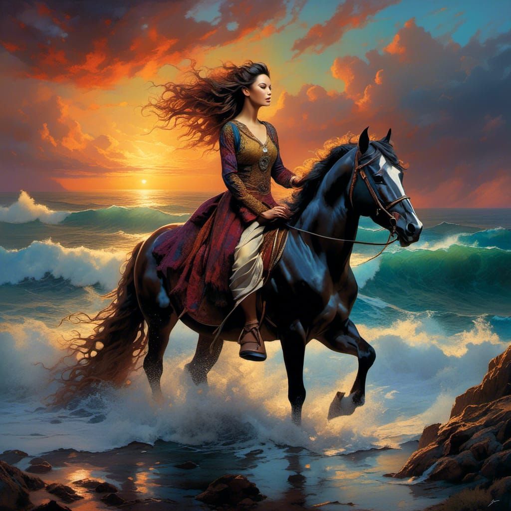 Mixed style of realism, Stunning full-body portrait silhouet...