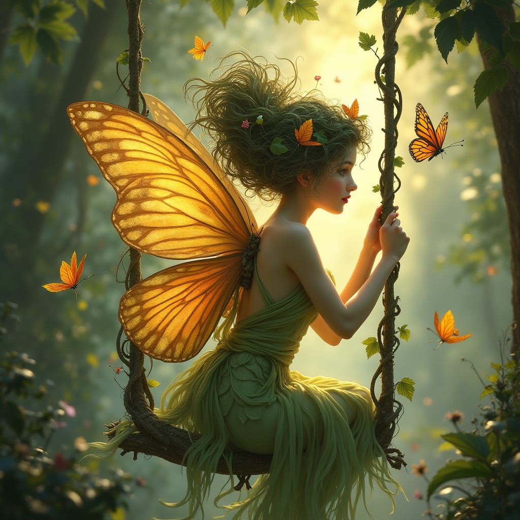 Butterfly Sprite in Sun-Dappled Glade