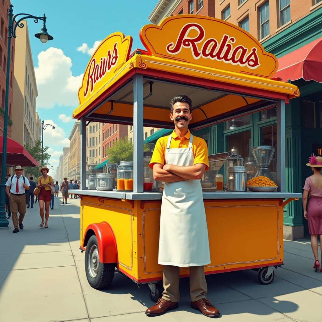Vintage 1950s American Street food vendor