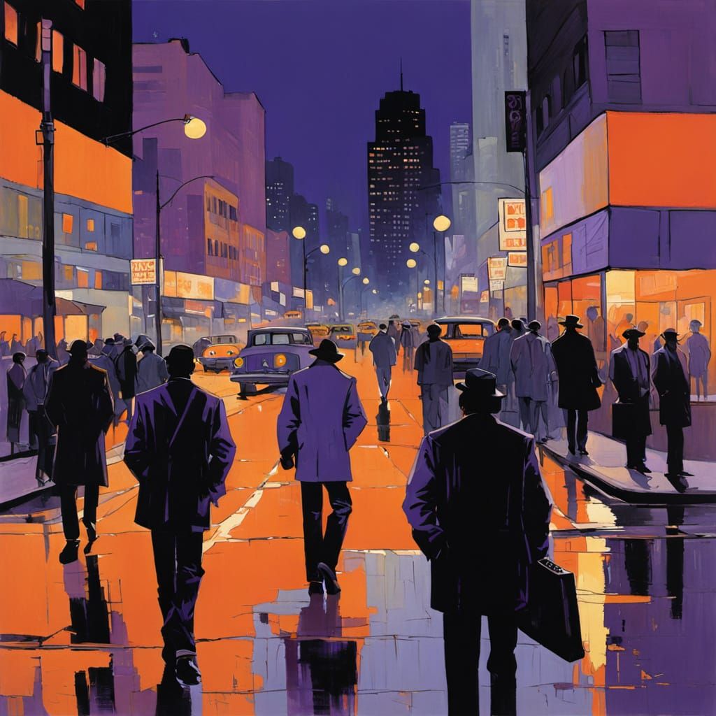 Vibrant Cityscape Unfolds Under Gritty Night Sky