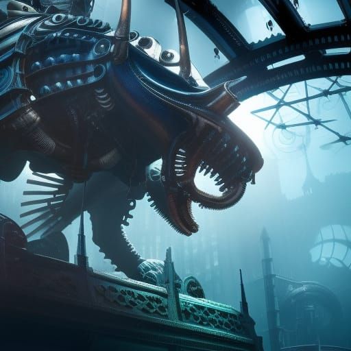 Bioshock Rapture Carpenter/ Victorian Free Gothic underwater cityscape, Decopunk, professional underwater mikrophotograp...