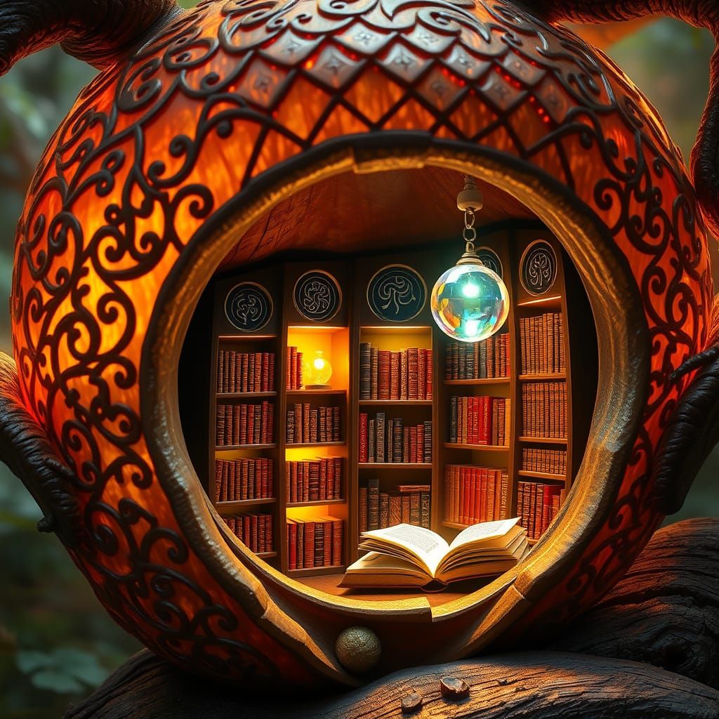 Ancient Acorn Library Radiates Golden Aura