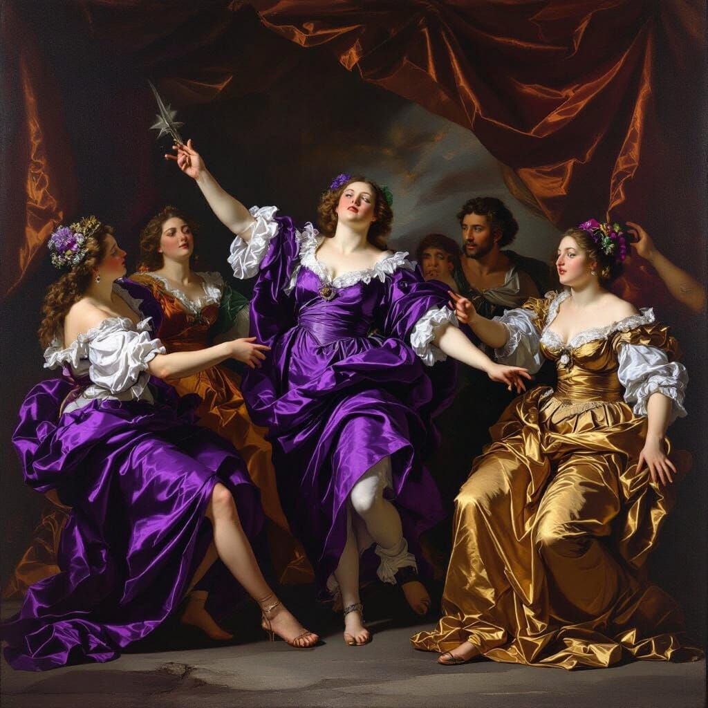 Baroque Allegory of Power and Abundance in Violet Hues