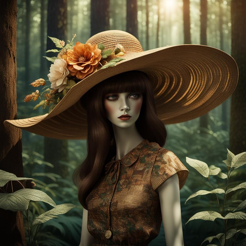Mystical Forest Hat: 1970s Bohemian Concept Art
