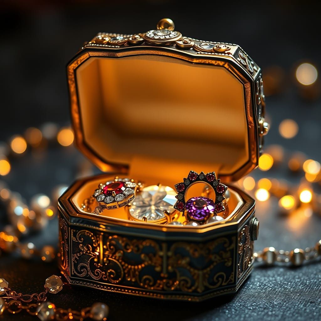Glittering Jewelry in Velvet Jewel Box