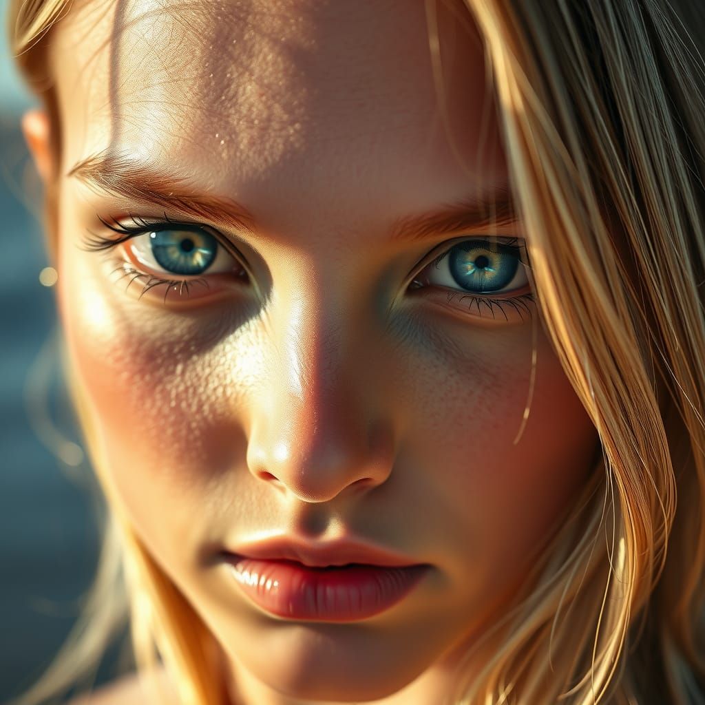 Serene Goddess with Radiant Turquoise Eyes