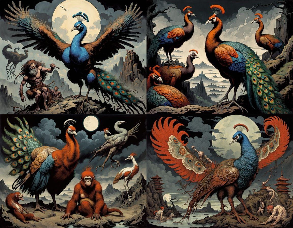 Surreal Mutant Landscape in Egon Schiele Oil Style