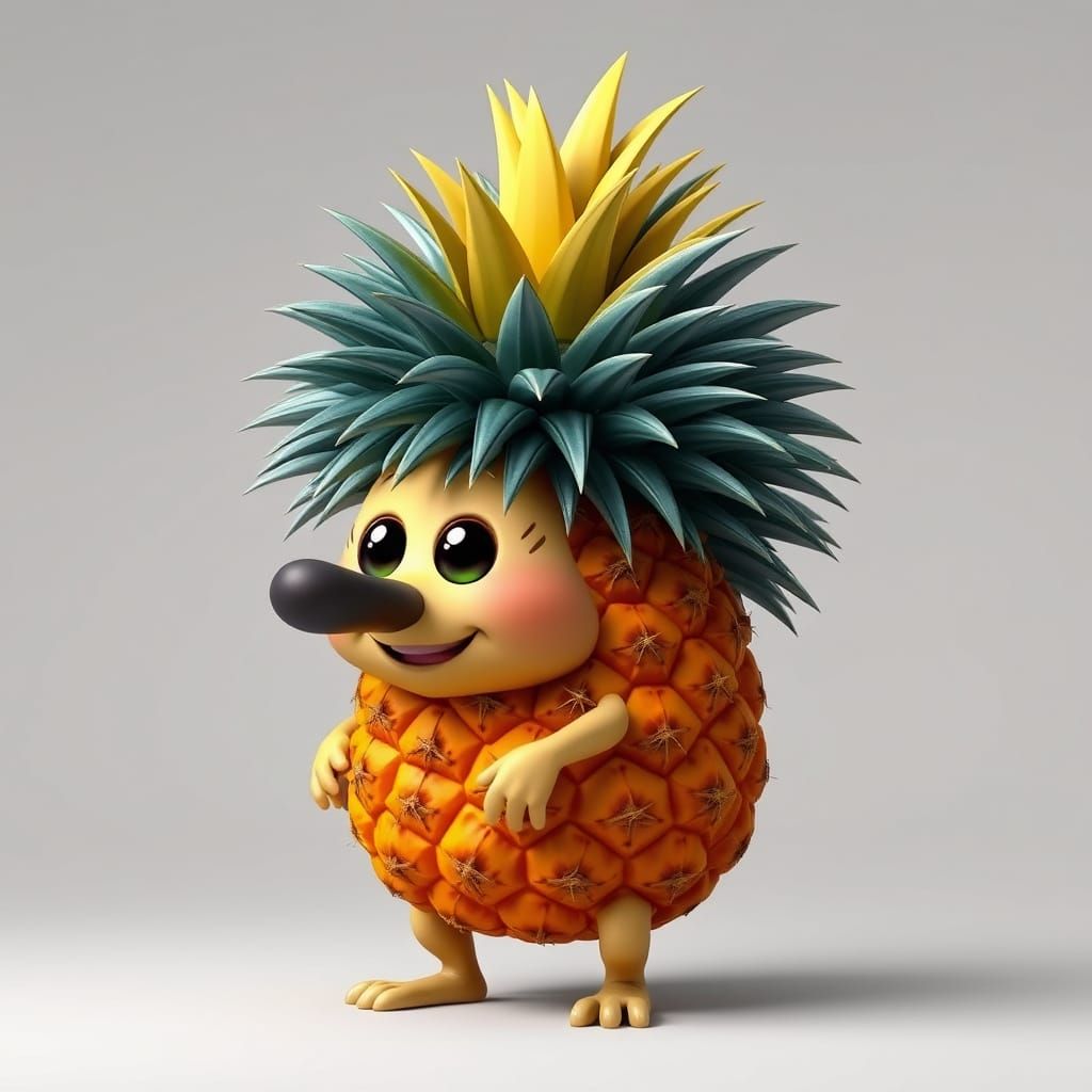3D Animated Porcupine Pineapple Hybrid