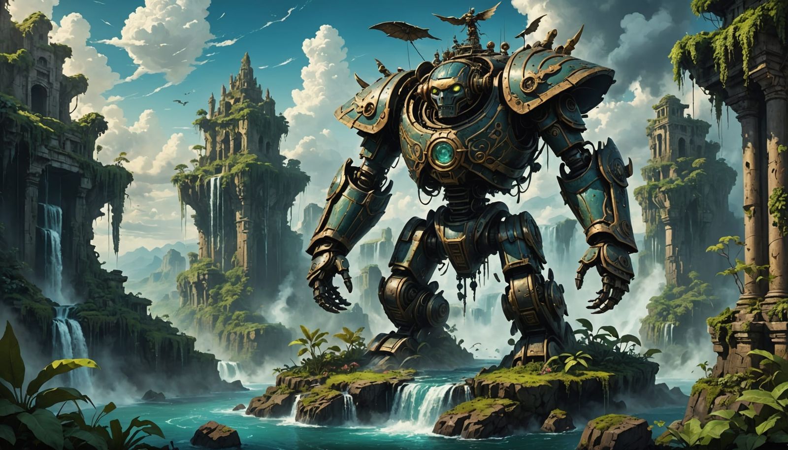 Ancient Automaton God Island Floating in Sky