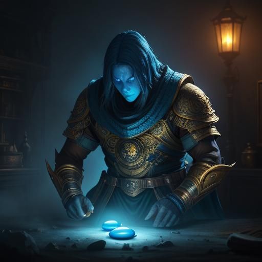 Glowing Blue Eggs with Golden Light: Digital Matte Painting