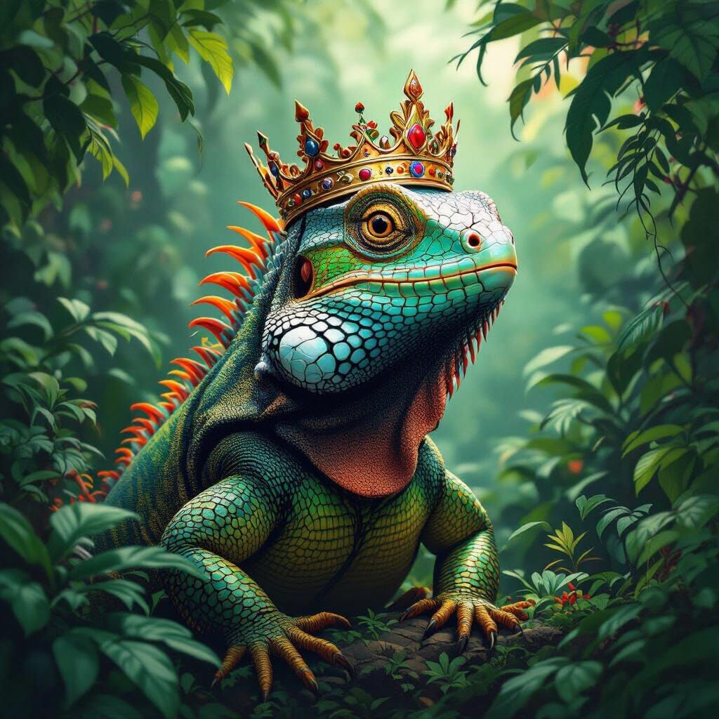 Majestic King Lizard in a Jungle Setting
