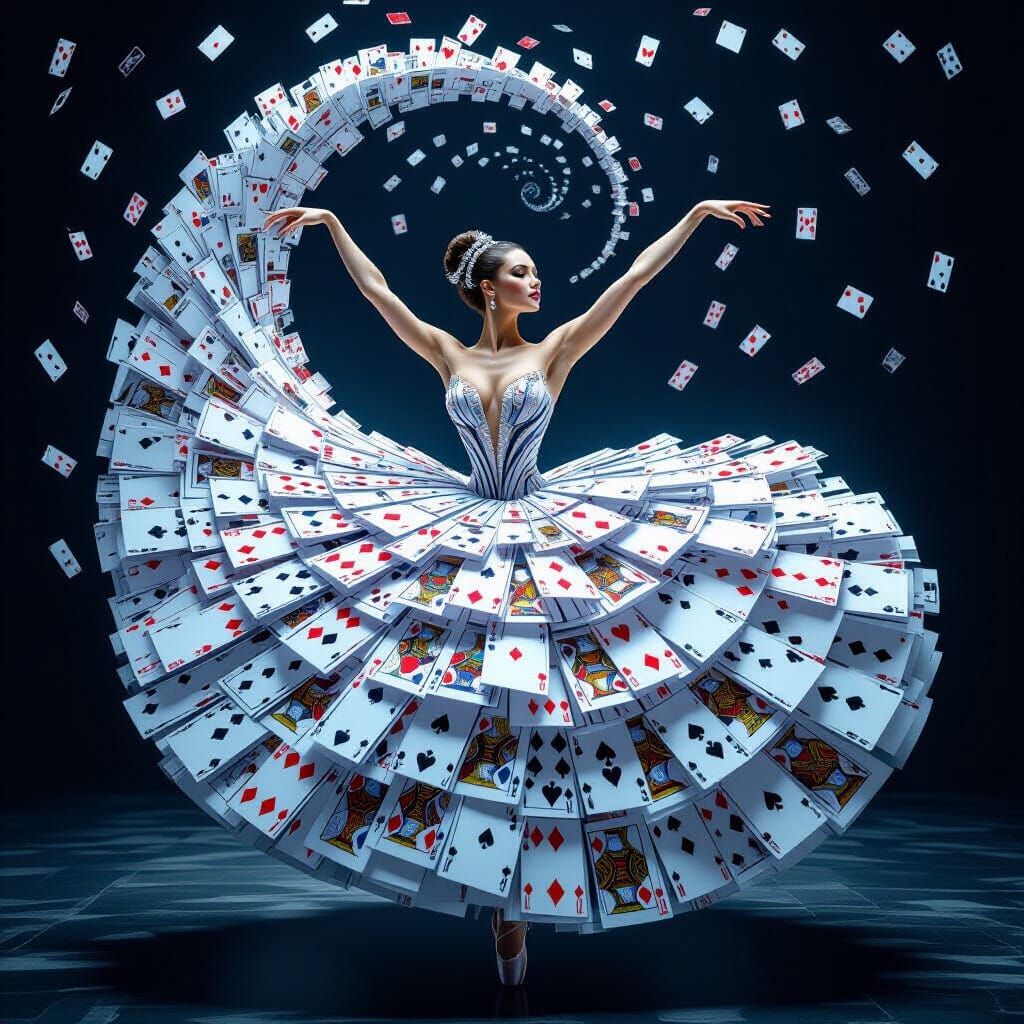 Surreal Ballerina in Playing Card Gown