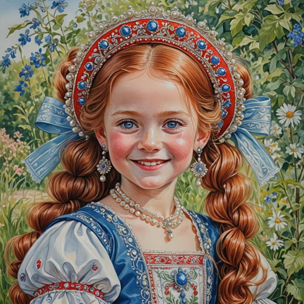 Russian Girl in Traditional Costume, Claude Monet Style