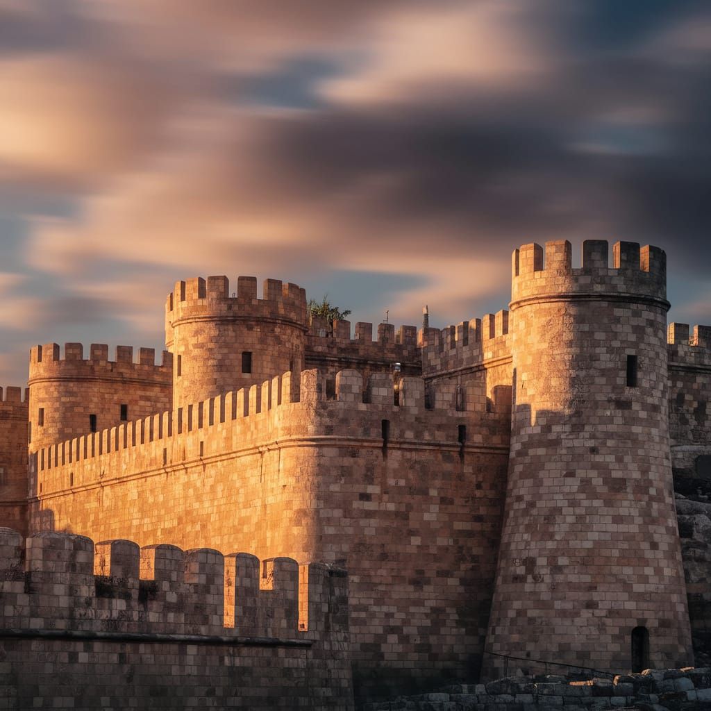 Historic Walls of Nicosia, North Cyprus, in Golden Light