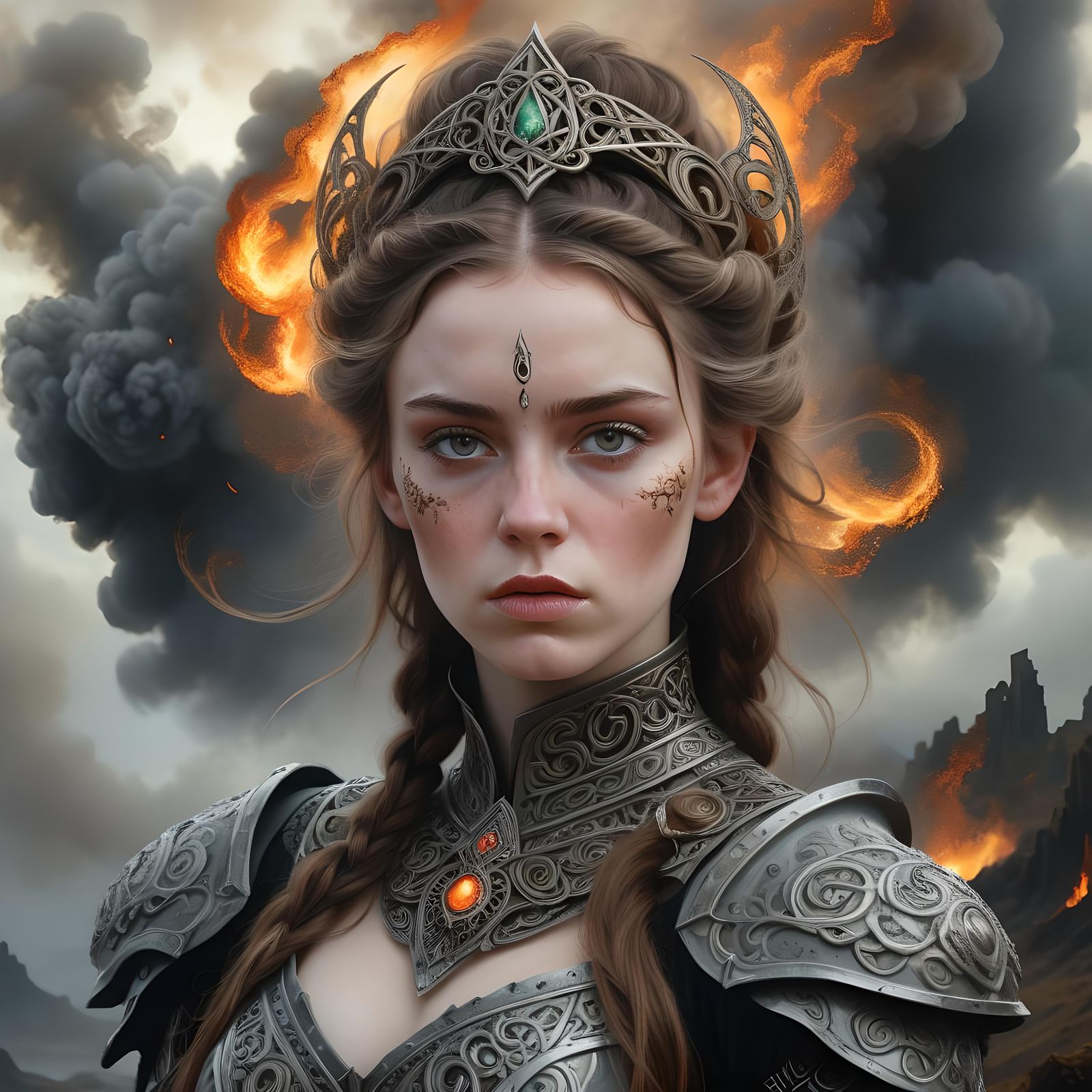 Anime Brimstone Princess Portrait in Hyperrealism Style