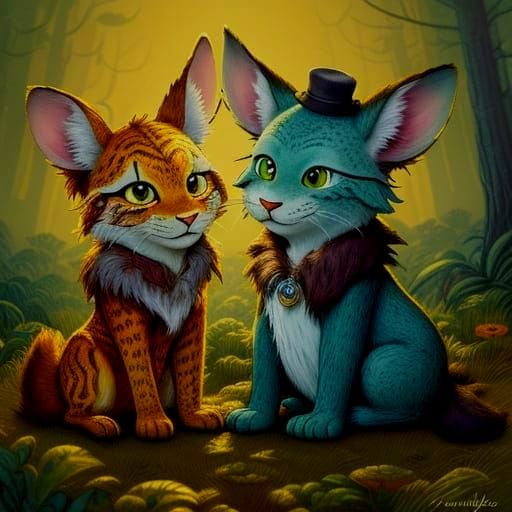 Surreal Animal Caricature in Arthur Rackham Style