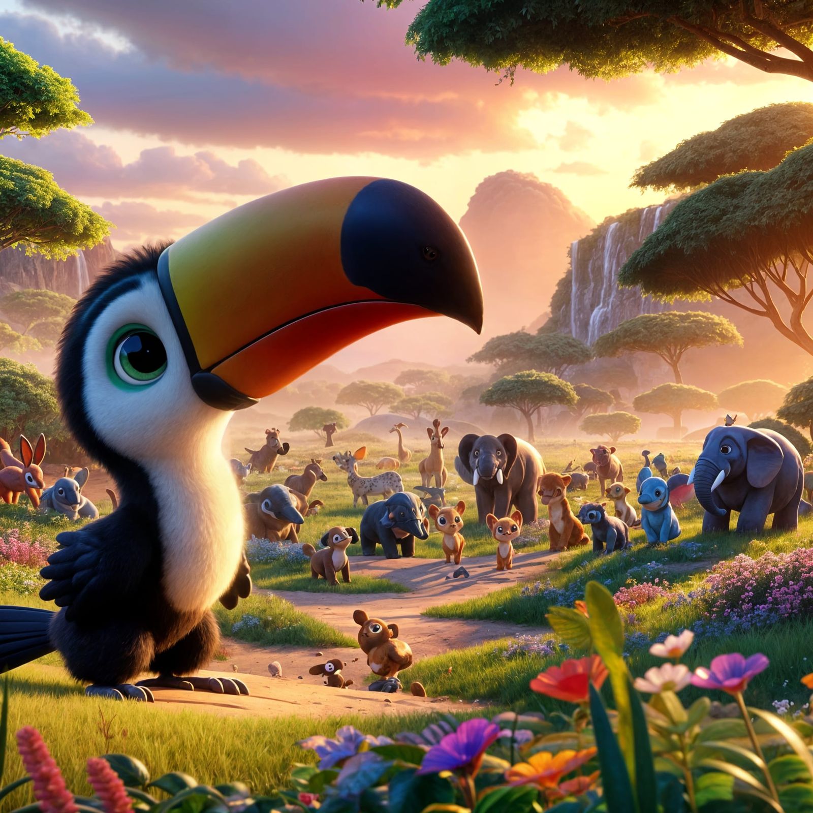 Baby Toucan's Savannah Adventure in 3D Animation