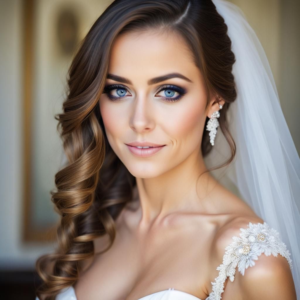 Woman in White and Gold Wedding Dress