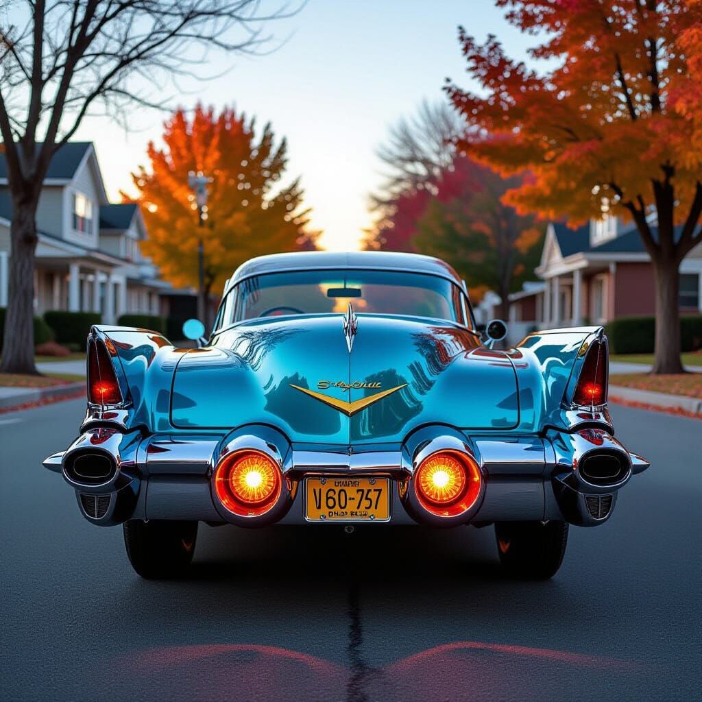 Retro Jet Engine Car with Neon Horrorcore Style